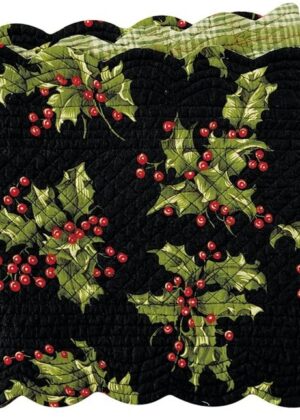 April Cornell Quilted Holly Table Runner, Black