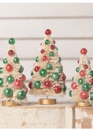 Jolly Bottle Brush Trees with Red and Green Balls