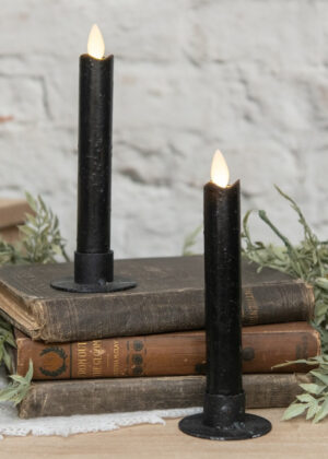 Short Black Taper Candles with Moving Flame