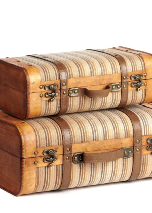 Steamer Trunk Boxes, Cream Stripe