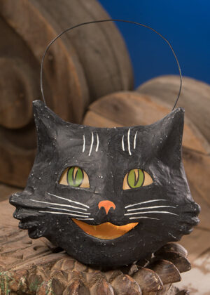 Vintage Happy Cat Bucket, Paper Mache